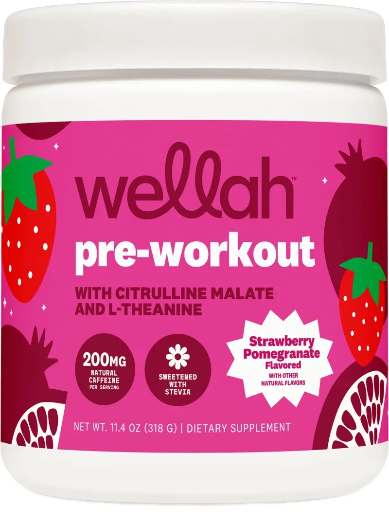 Wellah Pre-Workout Drink Mix (Strawberry Pomegranate Flavored